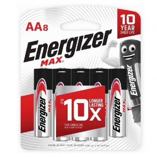 إنرجايزر – بطارية الكالين AA حجم 1.5 فولت – عبوة 8 حبة - يتم التوصيل بواسطة توصيل فاست