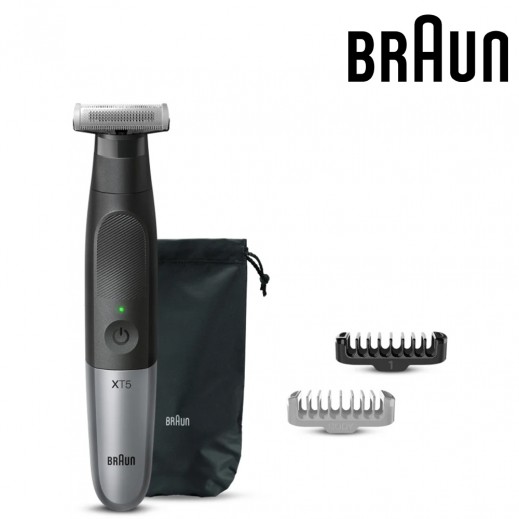 براون ماكينة حلاقة كهربائية وأداة تشذيب اللحية الكل في واحد للاستخدام الرطب والجاف - أسود/فضي