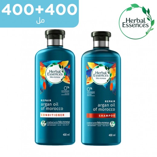 هيربل إيسنسز شامبو بزيت الأرجان المغربي 400 مل + بلسم 400 مل - يتم التوصيل بواسطة توصيل فاست