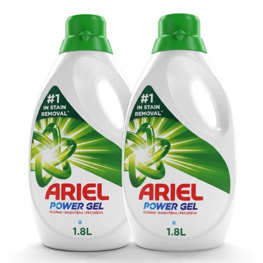 أريال - سائل غسيل باور جل 2 × 1.8 لتر - يتم التوصيل بواسطة توصيل فاست