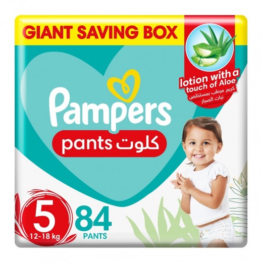 بامبرز - حفاضات كلوت مقاس 5  بمستخلص الصبار 12-18 كجم 84 حبة