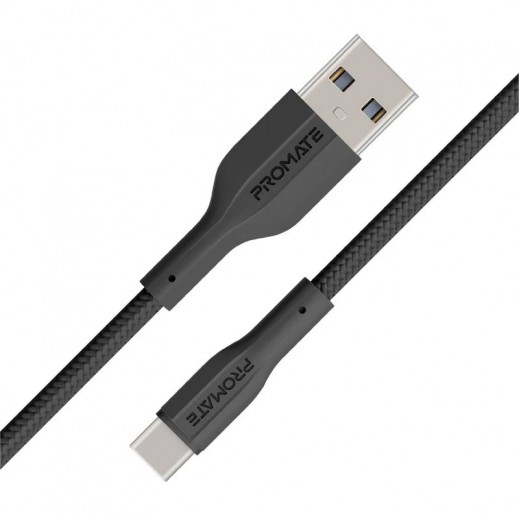 بروميت - كيبل USB-C مرن للشحن ونقل البيانات - أسود - يتم التوصيل بواسطة توصيل فاست