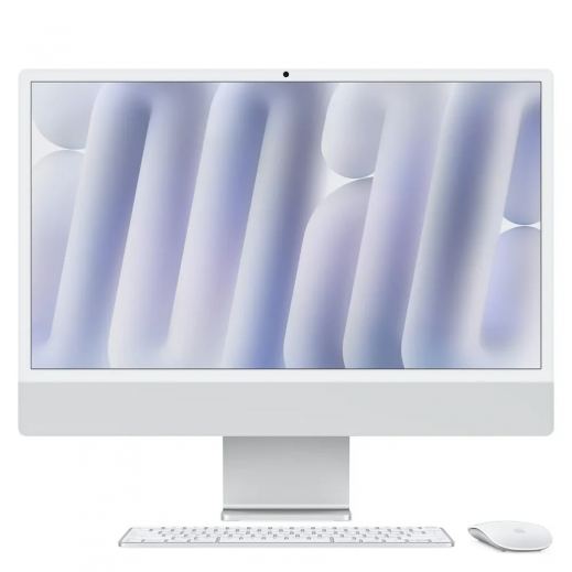 ابل جهاز Imac M4 بشاشة ريتنا 24 بوصة بدقة 4.5 كى وقرص SSD سعة 16 جيجابايت و2 تيرابايت - فضي - يتم التوصيل بواسطة  Taw9eel خلال يومين عمل 