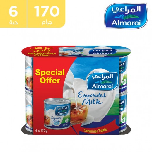 المراعي - حليب مبخر 6 × 170 جم  - يتم التوصيل بواسطة توصيل فاست