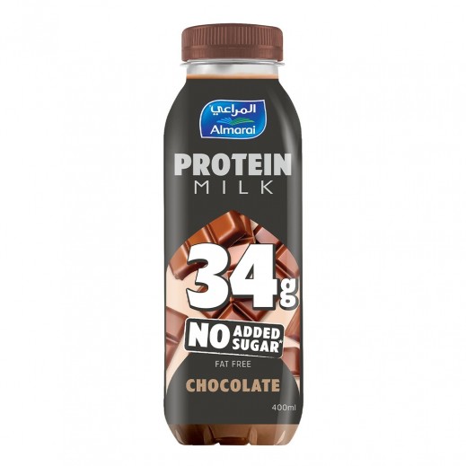 المراعي حليب بالبروتين بدون إضافة سكر خالي الدسم بنكهة الشوكولاتة 400 مل 