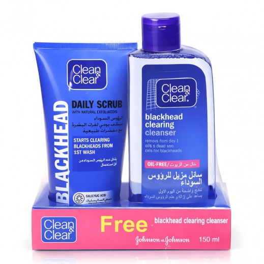 كلين أند كلير - سائل مزيل للرؤوس السوداء 200 مل + منظف يومي للتقشير 150 مل مجانًا 