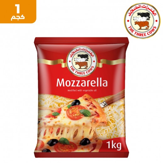 البقرات الثلاث - جبن مودزريلا مبشورة 1 كجم - يتم التوصيل بواسطة توصيل فاست