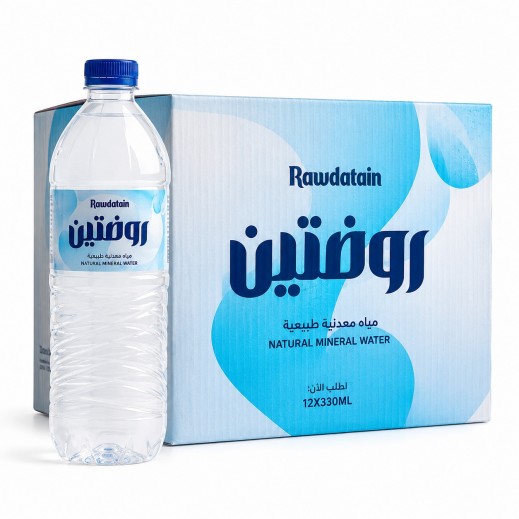 روضتين - مياه معدنية طبيعية - 12 × 1.5 لتر - يتم التوصيل بواسطة توصيل فاست
