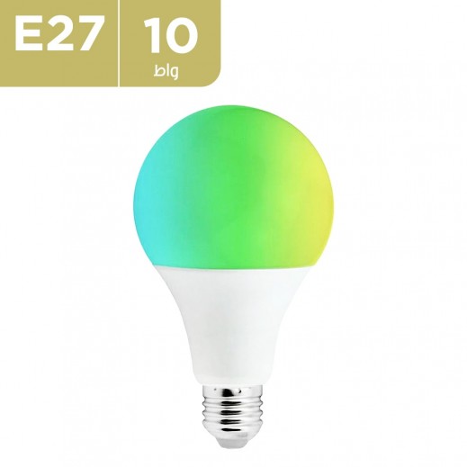 لمبة LED RGB قوة 10 واط E27 مع جهاز تحكم عن بُعد - يتم التوصيل بواسطة توصيل فاست