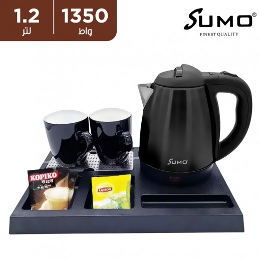 سومو - مجموعة الغلاية الفندقية سعة 1.2 لتر قوة 1350 واط - لون أسود - يتم التوصيل بواسطة توصيل فاست