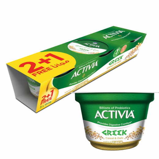 أكتيفيا - حلى زبادي يوناني بالحبوب والشوفان 150 جم (2 + 1 مجانًا) - يتم التوصيل بواسطة توصيل فاست