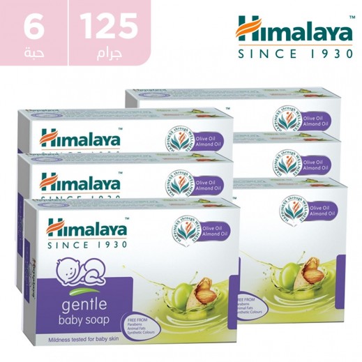 هيمالايا - صابون لطيف للاطفال بزيت اللوز وزيت الزيتون - 6 × 125 جم  - يتم التوصيل بواسطة توصيل فاست