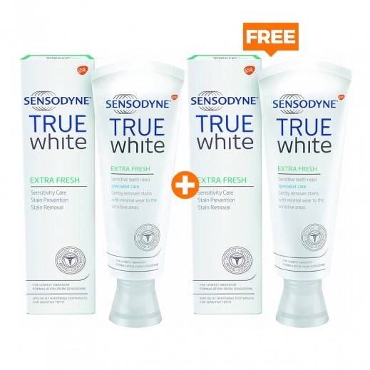 سنسوداين - معجون أسنان ترو وايت إكسترا فريش 2×75 مل 1 + 1 مجاناً