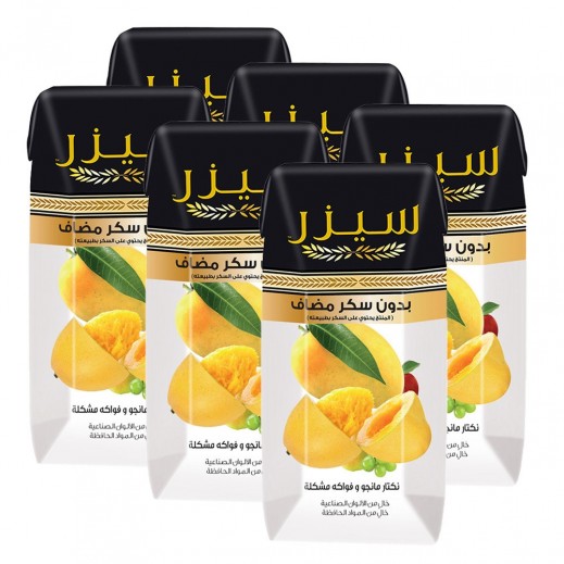 سيزر عصير بنكهة المانجو والفواكه المشكلة بدون سكر مضاف 6 × 200 مل