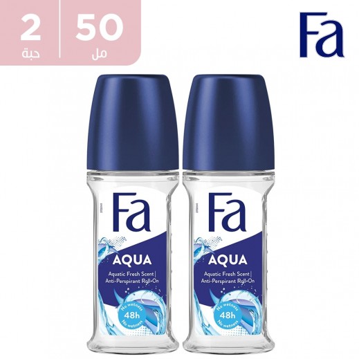فا – رول مزيل لرائحة العرق أكوا 2×50 مل - عرض خاص  - يتم التوصيل بواسطة توصيل فاست