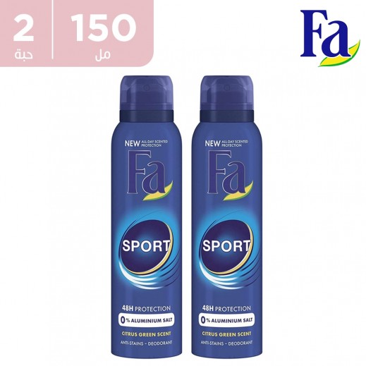فا - بخاخ مزيل العرق الرياضى - 2 × 150 مل - يتم التوصيل بواسطة توصيل فاست