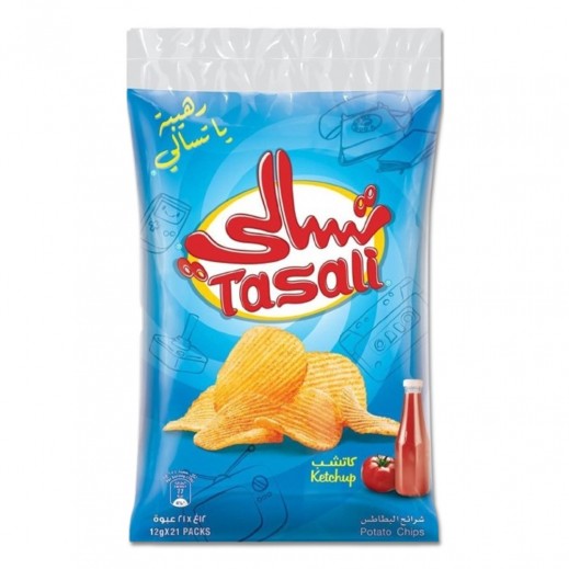 تسالي - شيبس رقائق البطاطس بنكهة الكاتشب 21 × 12 جم - يتم التوصيل بواسطة توصيل فاست