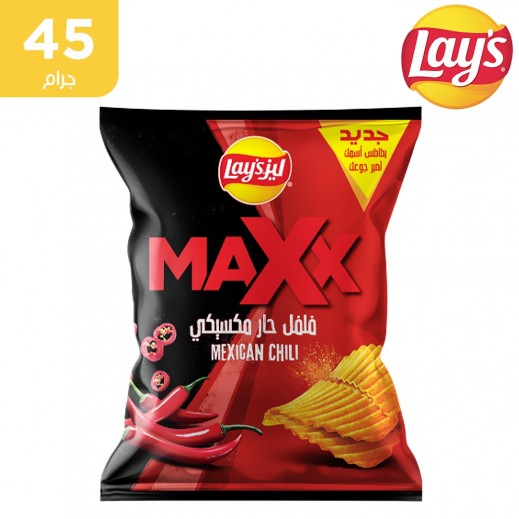 ليز بطاطا شيبس ماكس بالفلفل الحار المكسيكي 45 جم - يتم التوصيل بواسطة توصيل فاست