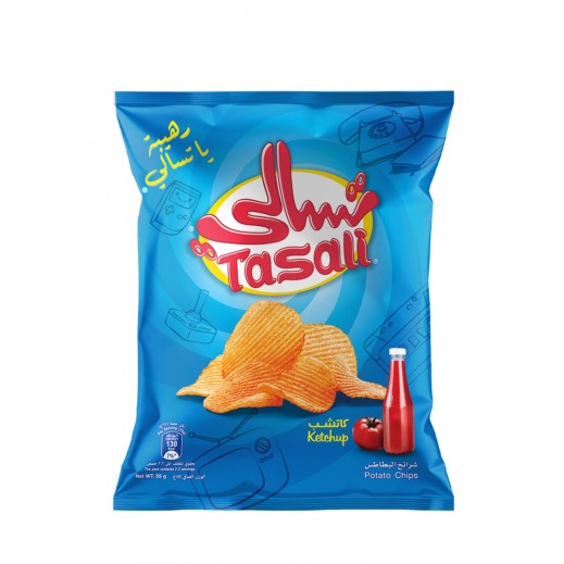 تسالي - رقائق بطاطا بالكاتشب 55 جم - يتم التوصيل بواسطة توصيل فاست