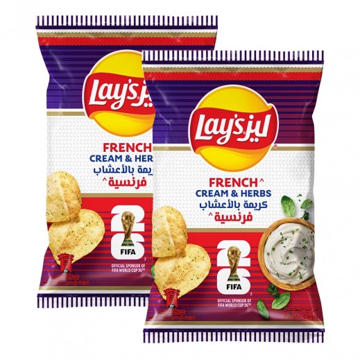 ليز رقائق بطاطا بنكهة الكريمة الفرنسية والأعشاب 2 × 155 جم