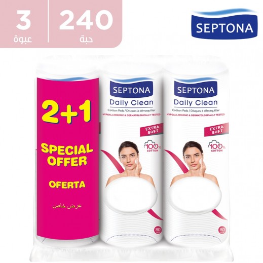 سيبتونا - 80 وسادة قطنية - 2 + 1 مجانًا - يتم التوصيل بواسطة توصيل فاست