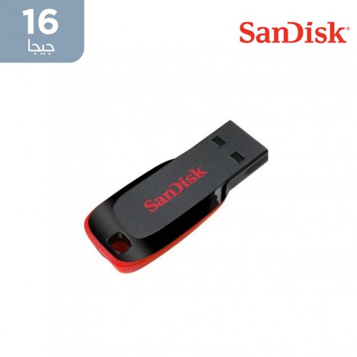 سانديسك – فلاش دريف Cruzer Blade سعة 16 جيجا 2.0 USB – أسود - يتم التوصيل بواسطة توصيل فاست