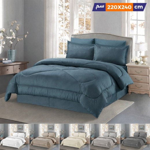 كانون - لحاف كانون كوين مقلم نظام فنادق 6 قطع 220 × 240 سم  - يتم التوصيل بواسطة توصيل خلال 48 ساعة عمل