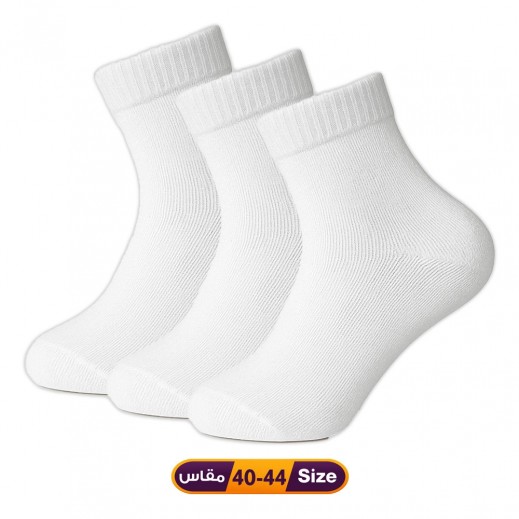 جوارب رجالية طويلة بيضاء 3 أزواج مقاس 40-44