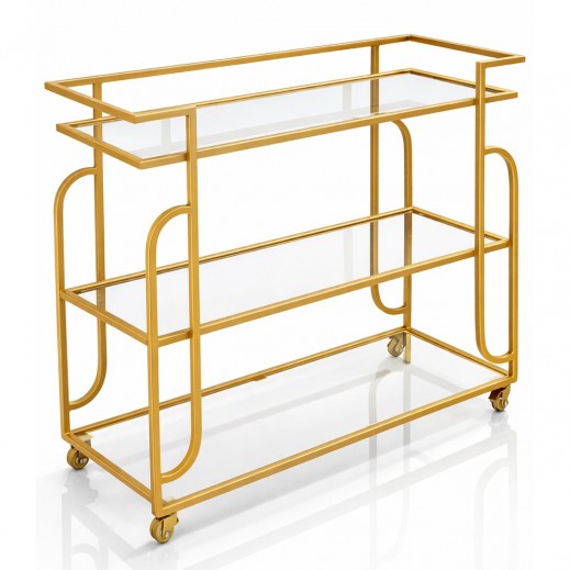 طاولة عربة تصميم ذهبي