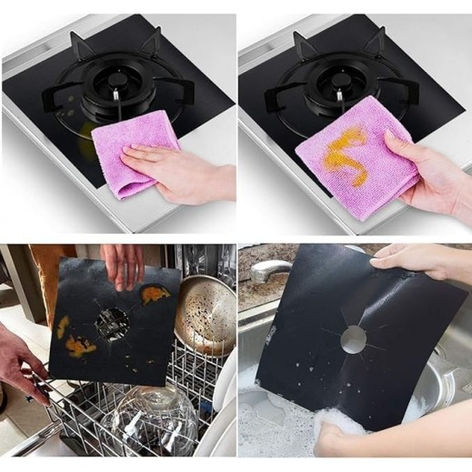 غطاءان قابلان لإعادة الاستخدام لشعلات موقد الغاز مقاوم للحرارة وغير لاصق