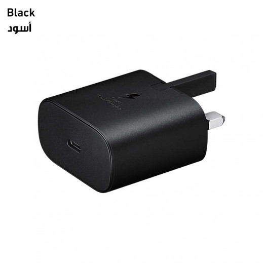 سامسونج - محول السفر USB-C بقوة 25 واط - أسود - يتم التوصيل بواسطة توصيل فاست