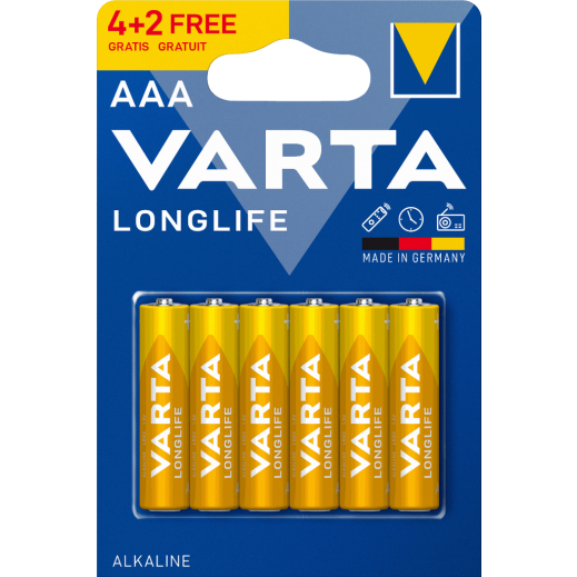 بطاريات فارتا AAA طويلة العمر6 قطع (4 + 2 مجاناً)