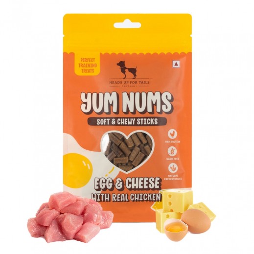 هيدز اب فور تيلز أعواد مكافآت طرية للمضغ للكلاب بنكهة البيض والجبنة والدجاج 70 جم