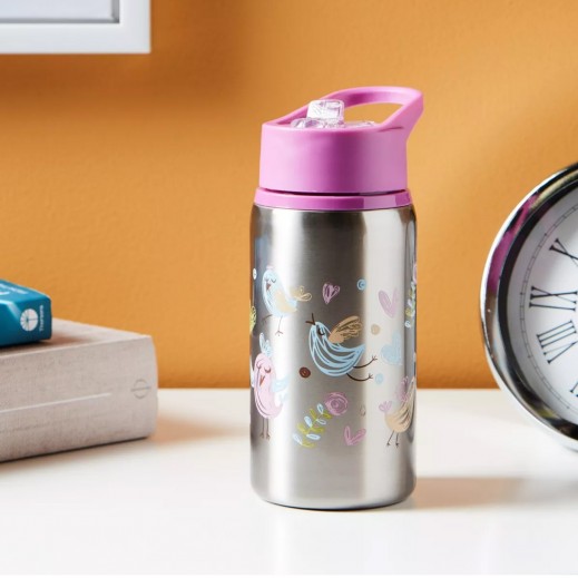 زجاجة مياه ستانلس ستيل تصميم بحري فضي وبنفسجى للأطفال 530 مل من مون - يتم التوصيل بواسطة Smart Choice within 24 hours 