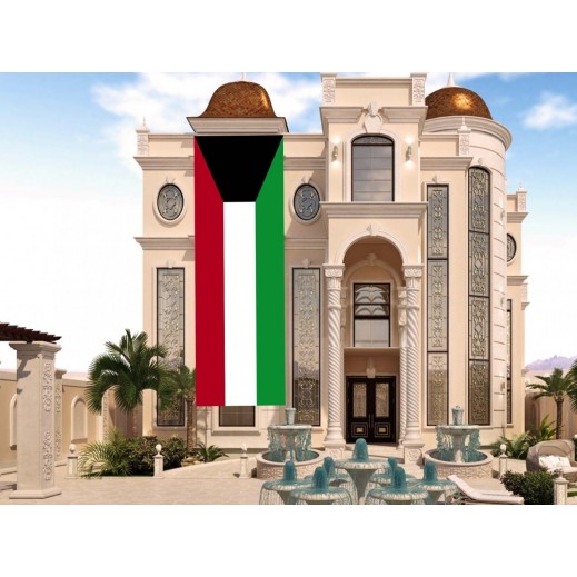 العلم الوطنى الكويتى 10 × 2 متر - يتم التوصيل بواسطة توصيل فاست