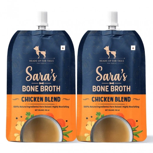 هيدز أب فور تيلز سارة مرق عظام الدجاج للكلاب 2 × 150 مل