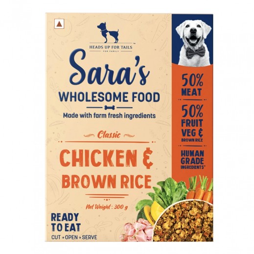 هيدز أب فور تيلز سارة طعام الكلاب الرطب الصحي بالدجاج والأرز البني 300 جم