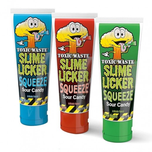 توكسيك ويست - حلوى سلايم ليكر الحامضة والقابلة للضغط بنكهات متنوعة 70 جم حبة واحدة