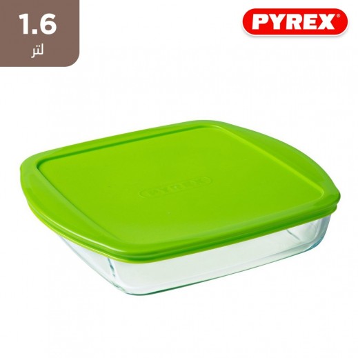 بيركس طبق كوك آند ستور زجاج مربع بغطاء 1.6 لتر