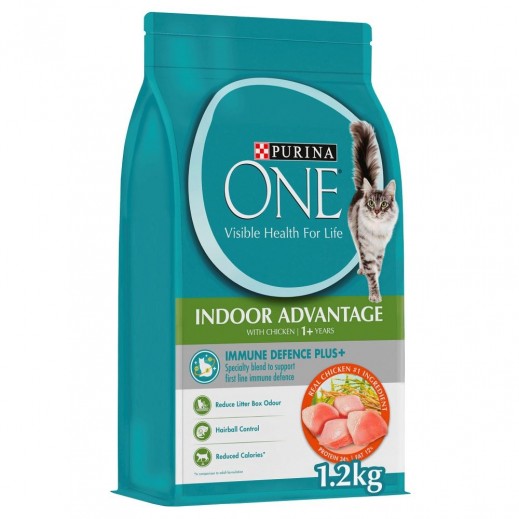 بيورينا ون إندور أدفانتج - طعام قطط جاف بالدجاج 1.2 كجم 1+ سنوات - يتم التوصيل بواسطة توصيل فاست