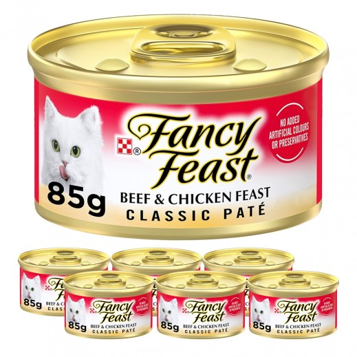 طعام القطط بورينا فانسي فيست كلاسيك باتيه بيف آند تشيكن فيست جورميه 6 × 85 جم - يتم التوصيل بواسطة توصيل فاست