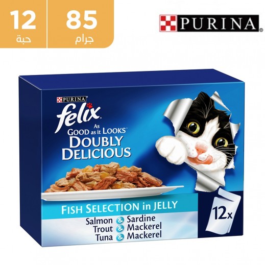 بورينا فيليكس تشكيلة أسماك لذيذة مضاعفة بالجيلي 12 × 85 جم - يتم التوصيل بواسطة توصيل فاست