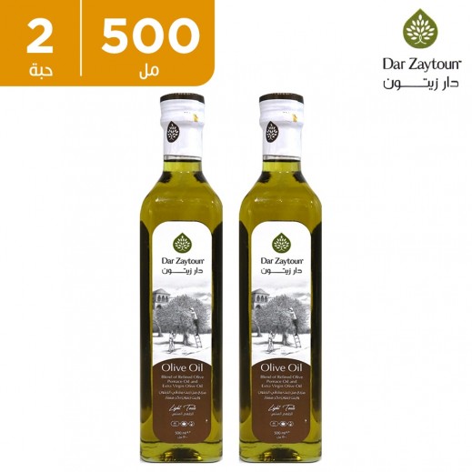 دار زيتون مزيج زيت متبقى الزيتون وزيت زيتون بكر ممتاز 2 × 500 مل   - يتم التوصيل بواسطة توصيل فاست