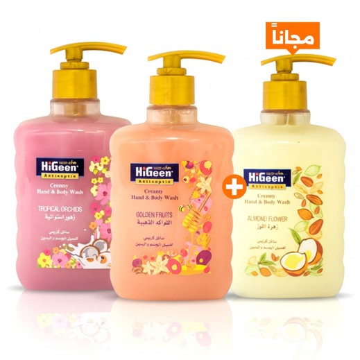 هاي جين - سائل كريمي لغسيل الجسم واليدين 500 مل (2 + 1 مجاناً)