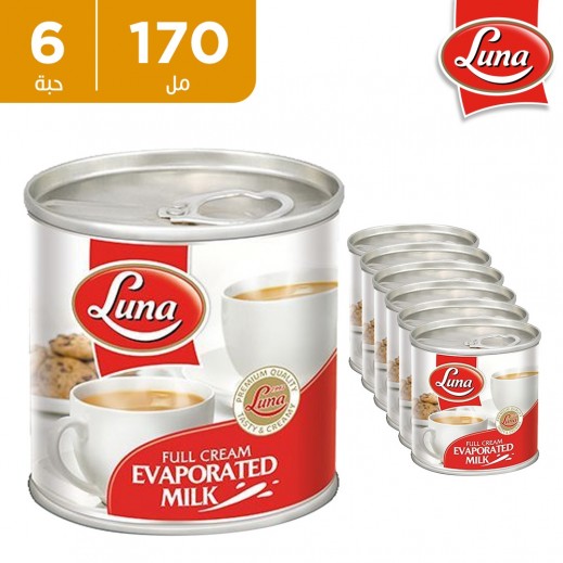 لونا حليب مبخر علب 6 × 170 مل - يتم التوصيل بواسطة توصيل فاست