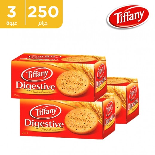 تيفاني - دايجستيف بسكويت بالقمح الطبيعي 3 × 250 جم  - يتم التوصيل بواسطة توصيل فاست