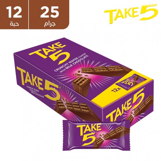 تيك فايڤ - ويفر مقرمش 4 أصابع (12 × 25 جم) - يتم التوصيل بواسطة توصيل فاست