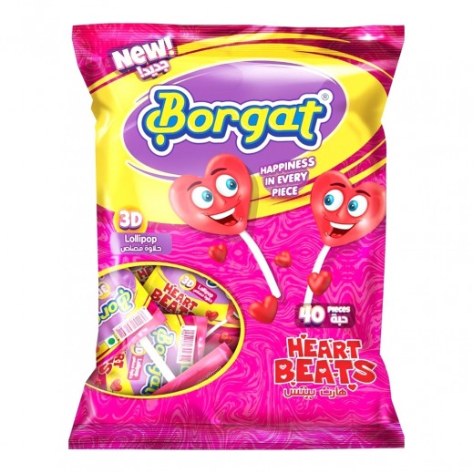 بورقات - حلوى مصاصة هارت بيتس على شكل قلب 40 × 14 جم  - يتم التوصيل بواسطة توصيل فاست