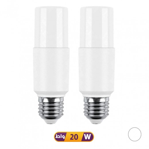 لمبة LED من النوع T بقوة 20 واط E27 - بيضاء (قطعتين)