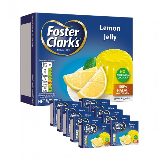فوستر كلاركس جيلي بنكهة الليمون 10× 80 جم - يتم التوصيل بواسطة توصيل فاست